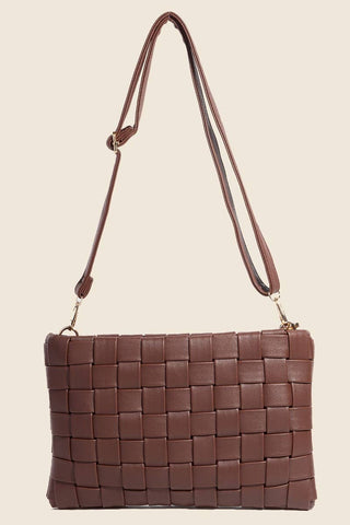 Faux Leather Basket Weave Hand Bag