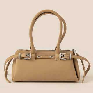 Faux Leather Belt Decor Hand Bag