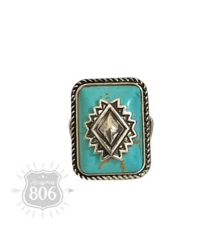 Rectangle stone ring 806-R021: Turquoise