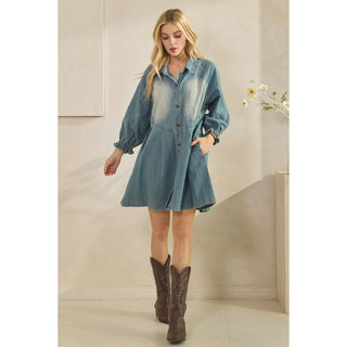 SALE Overfit Button Down Denim Shirt Dress