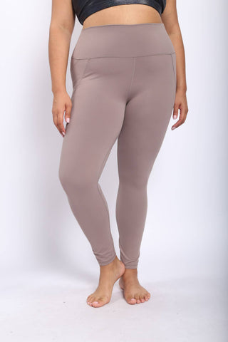 CURVY Tapered Band Essential Solid Highwaist Leggings: BLACK / XL:1XL:2XL:3XL (2:2:1:1)