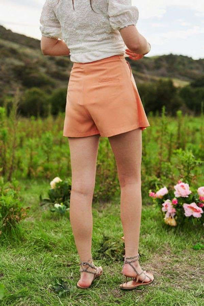 SOLID SHORT SKIRT PANTS POCKETS PLEATED SHORTS: M / Taupe