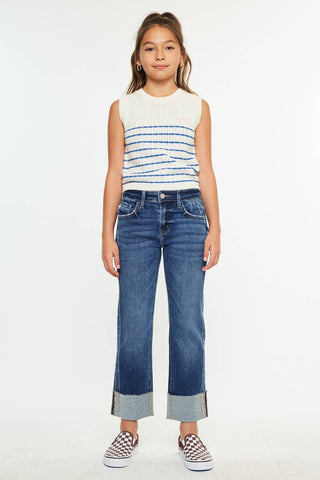 YOUTH MID RISE CROP STRAIGHT-YC7478D