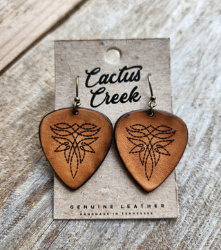 "Nashville"  Handmade Tooled Leather Western Earrings