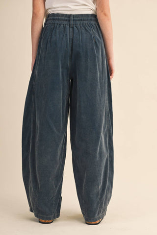 WASHED CORDUROY PLEATED BARREL PANTS MP4155