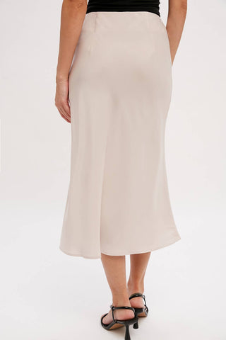 SATIN MIDI SKIRT: PEARL / S