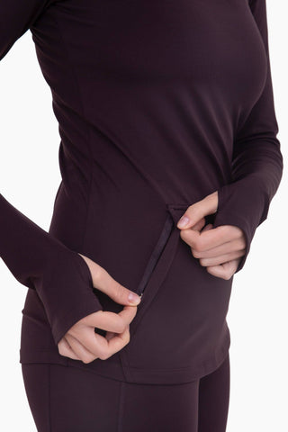 Brushed Interior Long Sleeve Active Top with Thumbholes: BLACK / S:M:L (2:2:2)