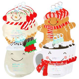 Holiday Treats Christmas Assorted Skincare Masks - 12 Pk