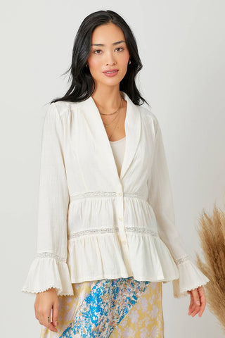 60628 Tiered Lacy Jacket: Ivory / Medium