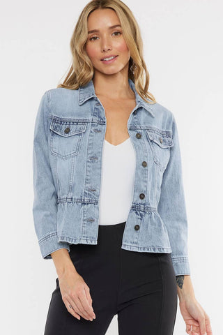 OPEN PACK CLASSIC FIT PEPLUM DENIM JACKET-KC7369L