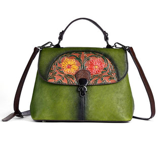 Solid Color Floral Embossed Messenger Bag
