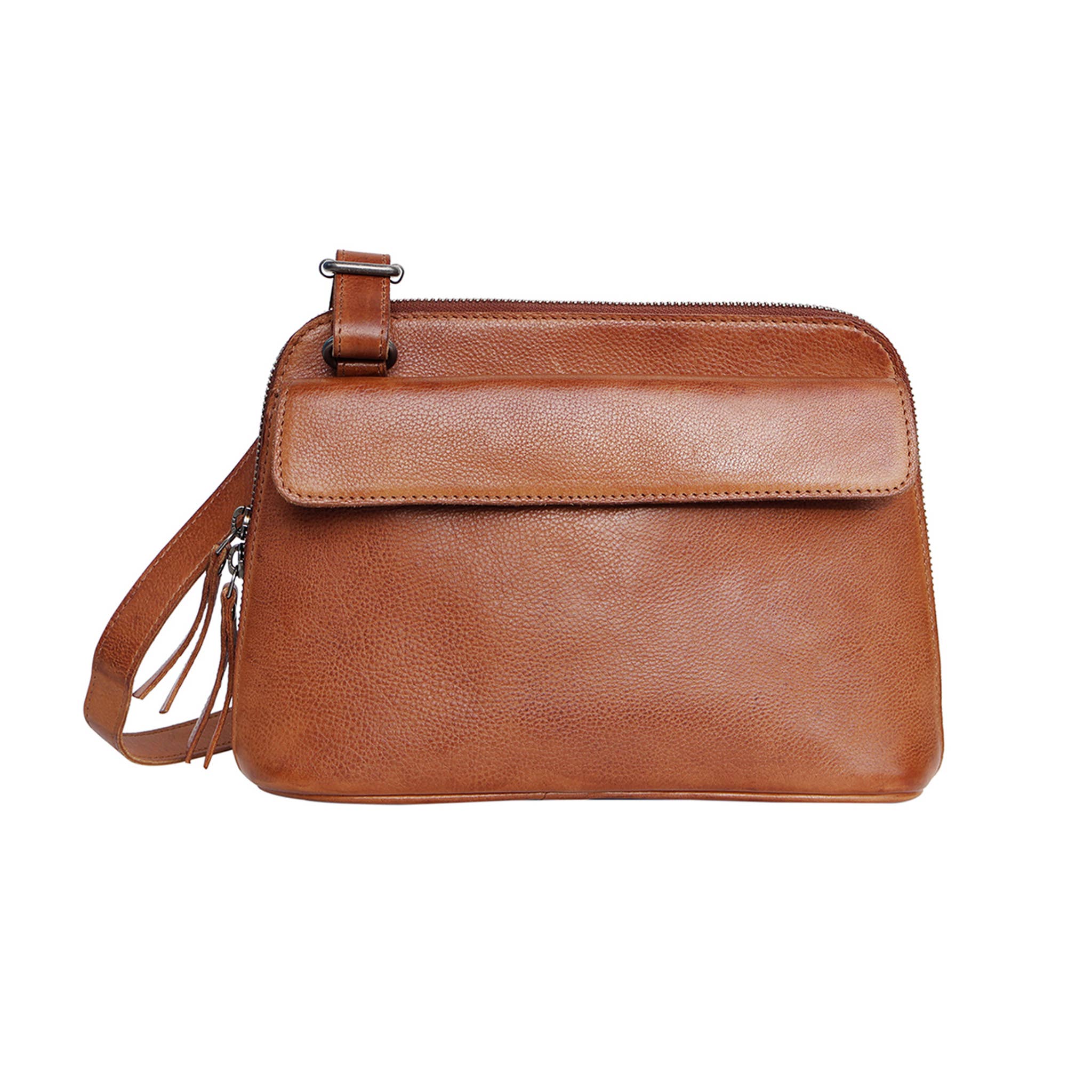 Luna Handcrafted Leather Crossbody: Cognac