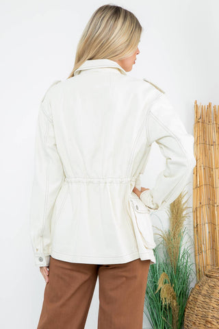 Stone Washed Anorak Jacket w/ Aztec Embroidery