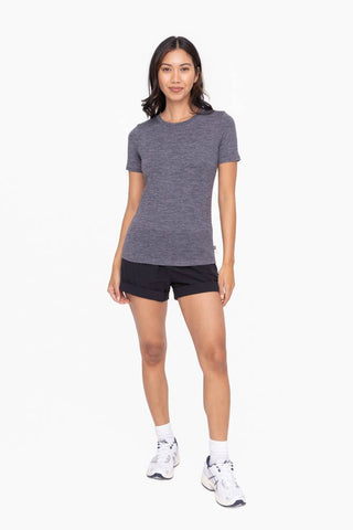 Melange Active Short Sleeve Top: 2 TONE BLACK / S:M:L (2:2:2)