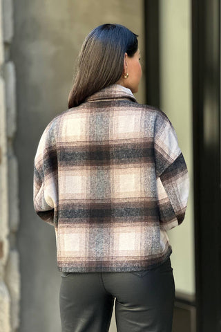 Drop Shoulder Cropped Plaid Shacket / Flannel Jacket: Anahi / S