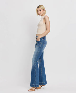 MID RISE TROUSER HEM FLARE JEANS T5848: GLEEFULLY / 24