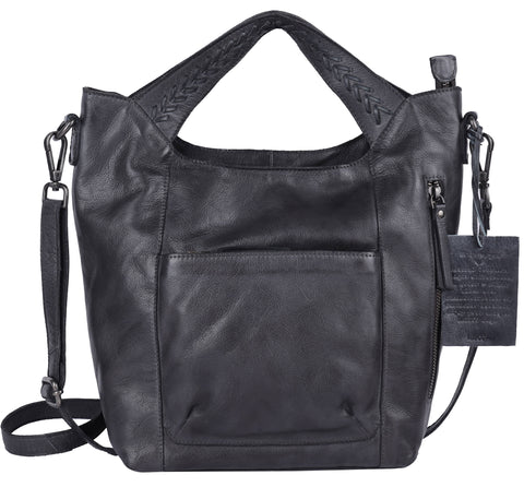 Mason Handcrafted Leather Tote/Crossbody Bags: Charcoal