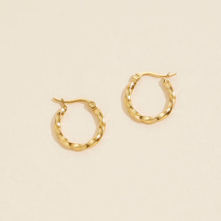 Gold Dip Stainless Steel Twisted Hoop Earrings: Gold / One / 4JE34011