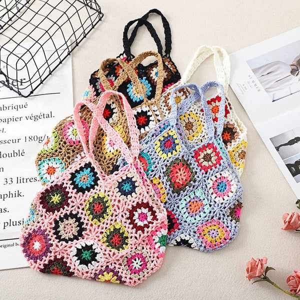 Bohemian Handmade Crochet Bag - Exquisite Handcrafted Handba: KHAKI