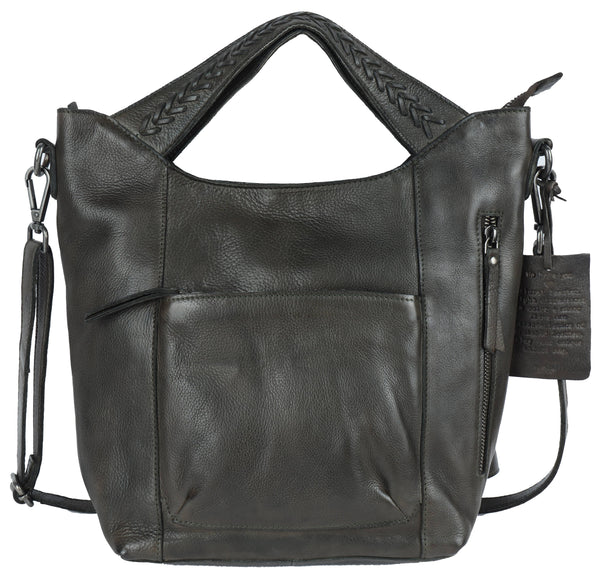 Mason Handcrafted Leather Tote/Crossbody Bags: Charcoal