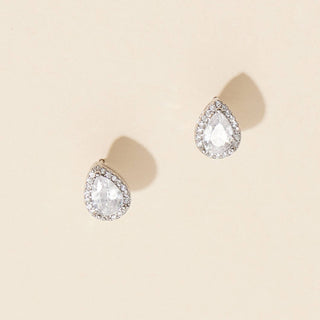 Pear-Shaped Cubic Zirconia Stud Earrings 18K Gold Dipped: White Gold / One / 4DE38109