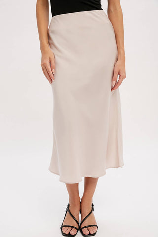 SATIN MIDI SKIRT: ASH / M