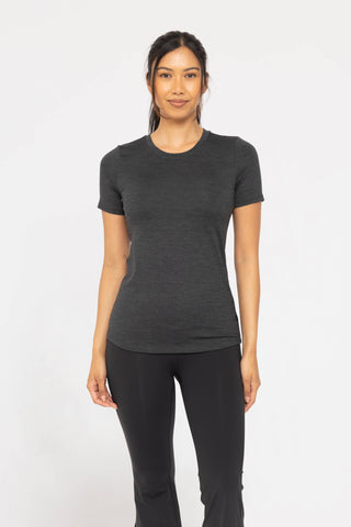 Melange Active Short Sleeve Top: 2 TONE BLACK / S:M:L (2:2:2)