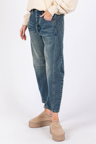 CLASSIC BARREL STYLE LEGS JEANS (SP7237): DENIM BLUE / S-M-L