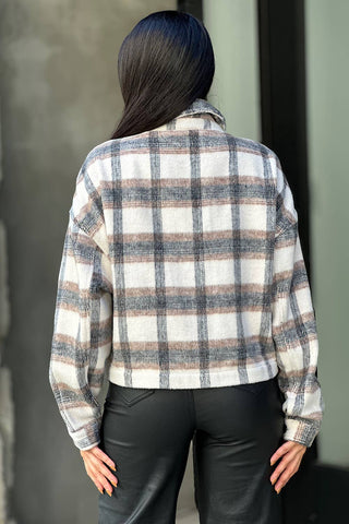 Drop Shoulder Cropped Plaid Shacket / Flannel Jacket: Anahi / S