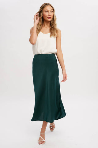 SATIN MIDI SKIRT: ASH / M