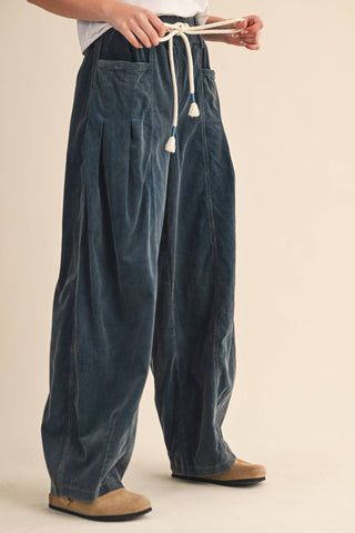 WASHED CORDUROY PLEATED BARREL PANTS MP4155