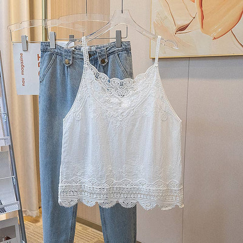 Vintage Embroidered Lace Camisole: WHITE / AVERAGE