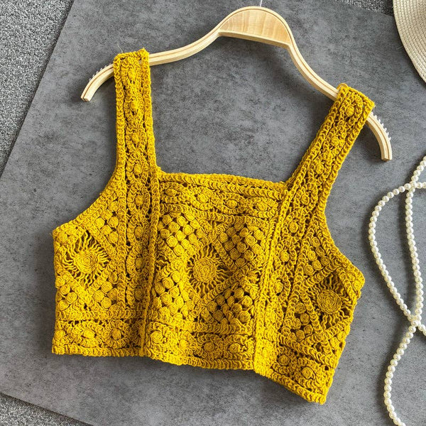 Crosa - Handmade Vintage Crochet Design Camisole: BEIGE