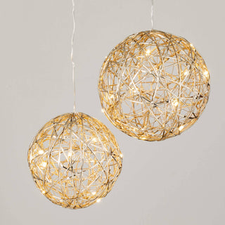 GOLD LIGHTED HANGING GLOBE SET