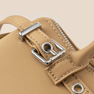 Faux Leather Belt Decor Hand Bag
