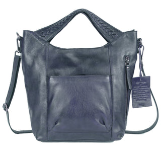 Mason Handcrafted Leather Tote/Crossbody Bags: Charcoal