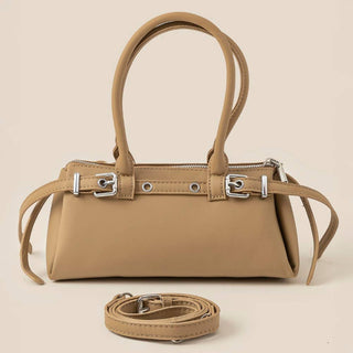 Faux Leather Belt Decor Hand Bag