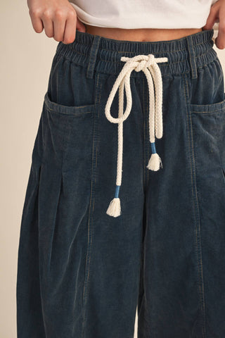 WASHED CORDUROY PLEATED BARREL PANTS MP4155