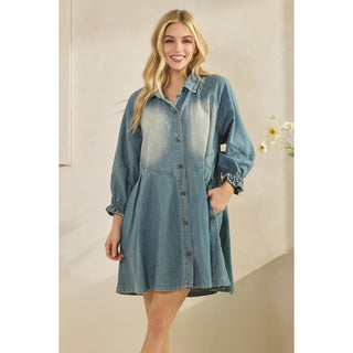 SALE Overfit Button Down Denim Shirt Dress