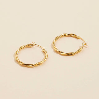 Twisted Gold Dip Stainless Steel Hoop Earrings: Gold / One / 4JE34030