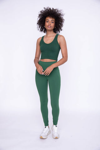 Tapered Band Essential Solid Highwaist Leggings: BLACK / S:M:L (2:2:2)