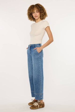 OPEN PACK HIGH RISE CROPPED WIDE LEG JEANS-KC9400D