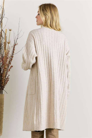 LESW2616X-PLUS CABLE CARDIGAN: Oatmeal / 3XL