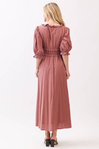 VOLUNMINOUS SLEEVE WITH V NECKDROP MAXI DRESS - VD6208