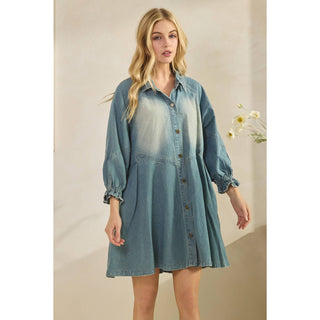 SALE Overfit Button Down Denim Shirt Dress