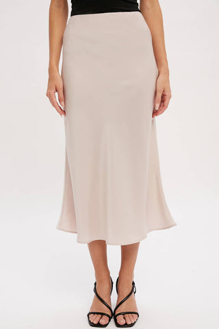 SATIN MIDI SKIRT: ASH / M