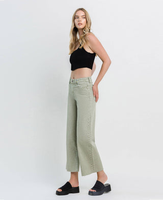 HIGH RISE WIDE LEG JEANS T5872SWP: SWAMP / 24