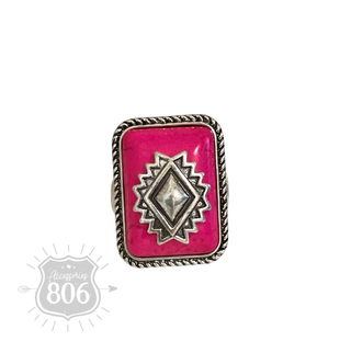 Rectangle stone ring 806-R021: White