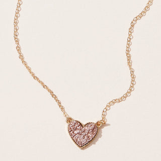 Mama Pendant & Druzy Stone Heart Set Necklace: Gold / One / BNE3093