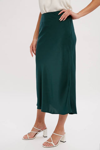 SATIN MIDI SKIRT: ASH / M